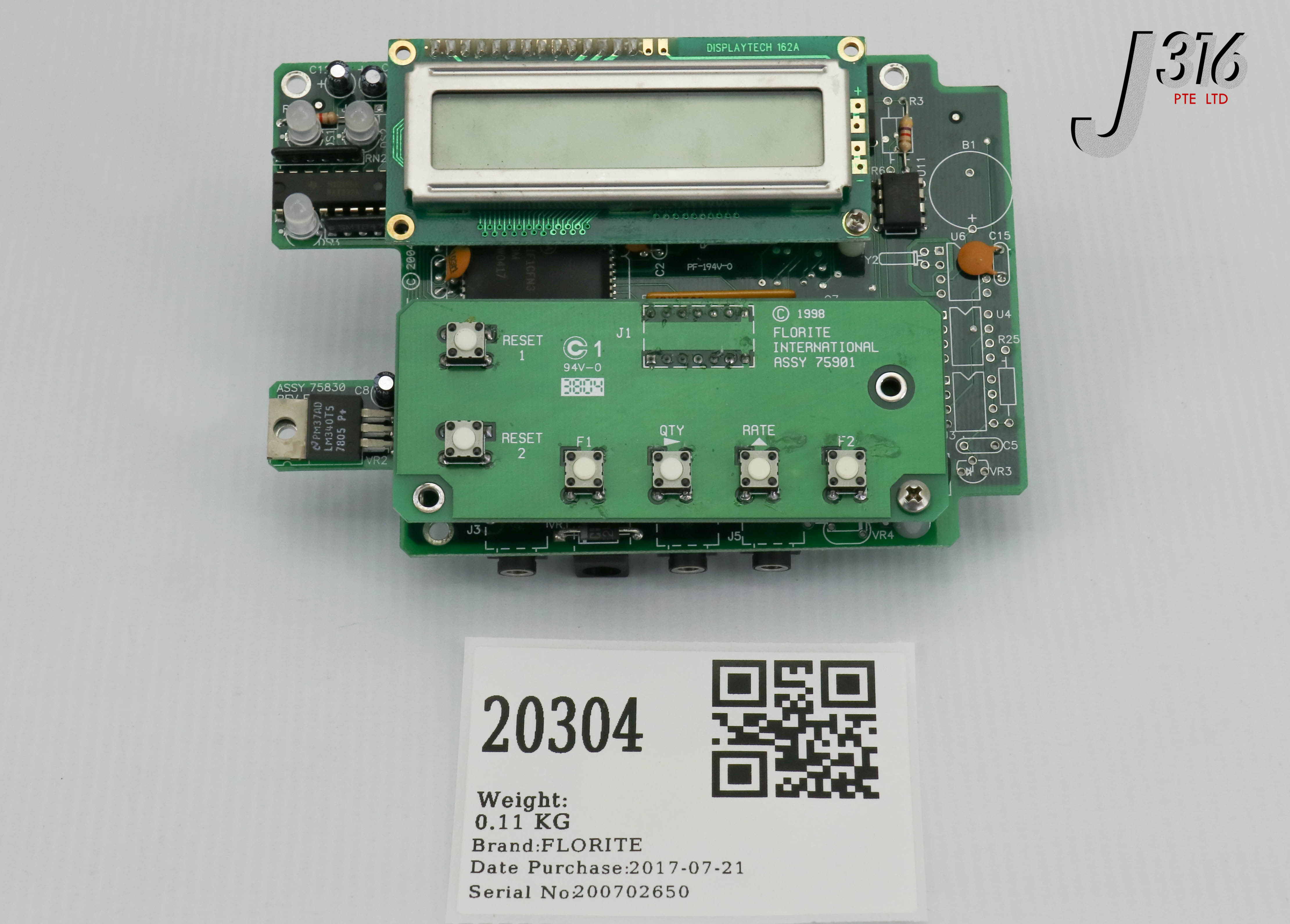 20304 FLORITE EMBEDDED CONTROLLER, PCB 75901, 75830 & DISPLAYTECH
